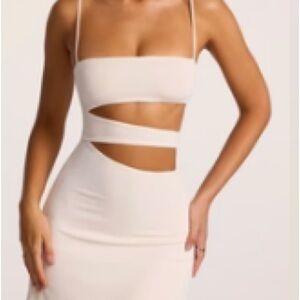 Oh Polly Cream Cut-Out Dress